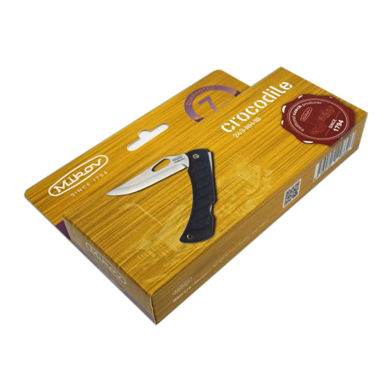 Pocket folding knife CROCODILE black handle scale, blade with hole 243-NH-1/B