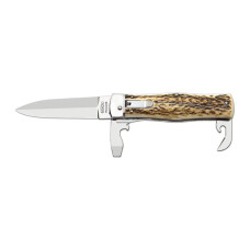 OTF knife PREDATOR 3-piece with bottle opener and can opener – handle scale antler 241-NP-3