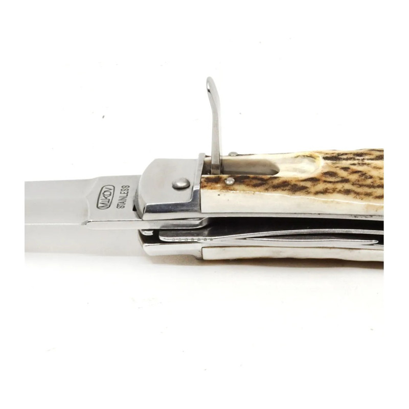 OTF knife PREDATOR 3-piece with bottle opener and can opener – handle scale antler 241-NP-3