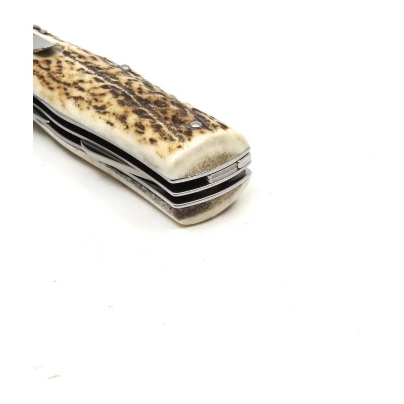 OTF knife PREDATOR 3-piece with bottle opener and can opener – handle scale antler 241-NP-3