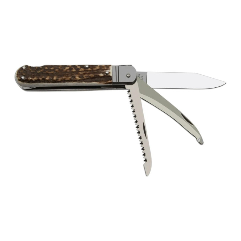 Hunting folding knife FIXIR 3-piece with saw and pick – handle scale antler 232-XP-3