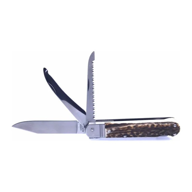 Hunting folding knife FIXIR 3-piece with saw and pick – handle scale antler 232-XP-3