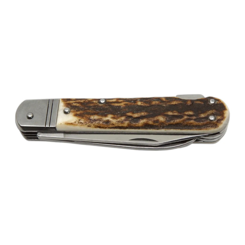 Hunting folding knife FIXIR 4-piece with saw, pick, and corkscrew – handle scale antler 232-XP-4V