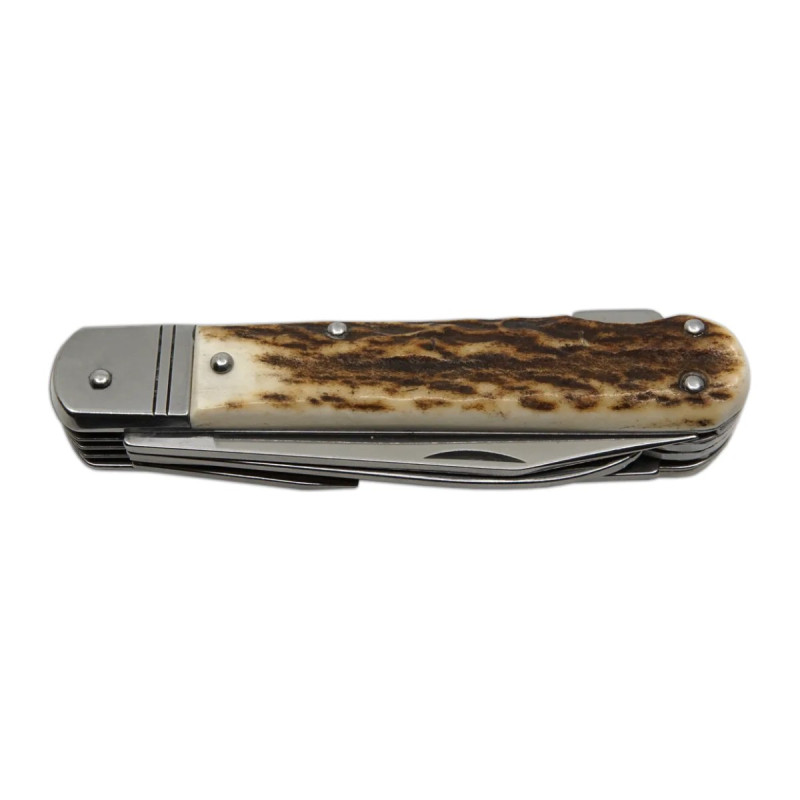 Hunting folding knife FIXIR 6-piece with saw, pick, and corkscrew – handle scale antler 232-XP-6V