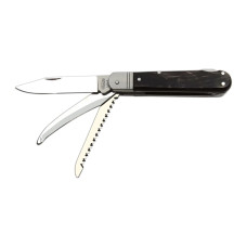 Hunting folding knife FIXIR 3-piece with saw and pricker – handle scale buffalo horn 232-XR-3