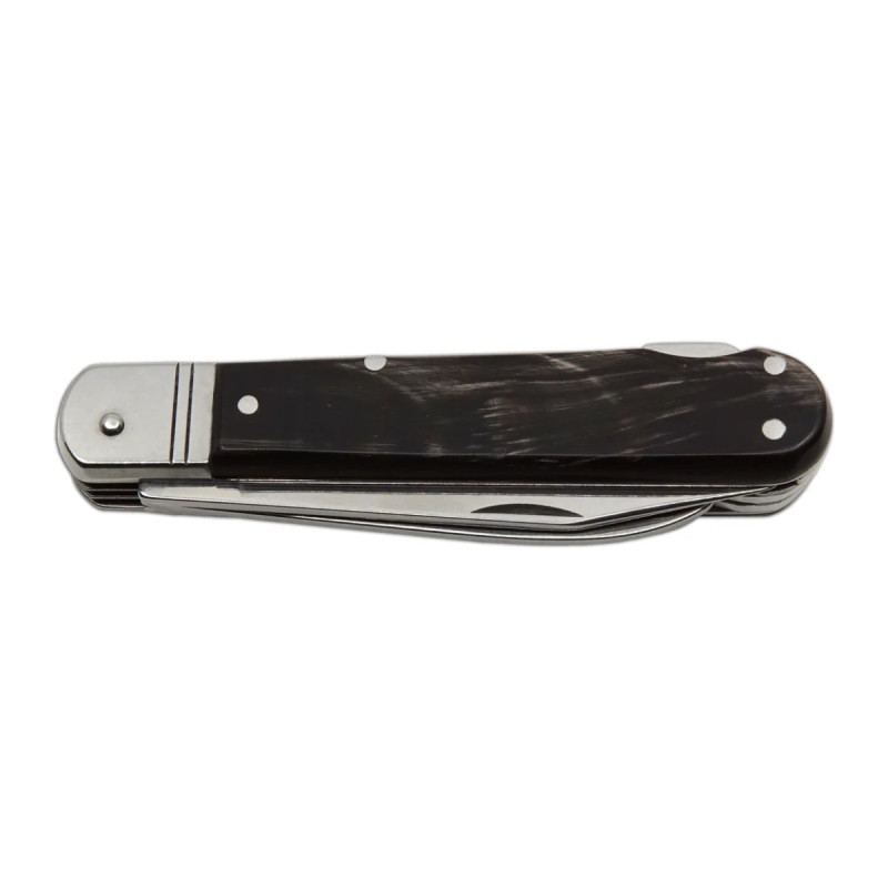 Hunting folding knife FIXIR 3-piece with saw and pricker – handle scale buffalo horn 232-XR-3