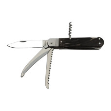 Hunting folding knife FIXIR 4-piece with saw, pick, and corkscrew – buffalo horn handle scale 232-XR-4V