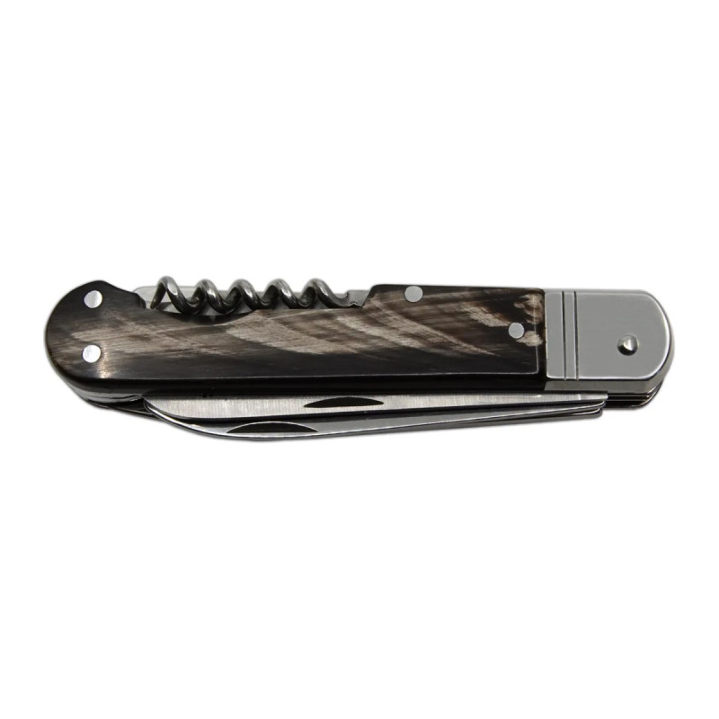Hunting folding knife FIXIR 4-piece with saw, pick, and corkscrew – buffalo horn handle scale 232-XR-4V