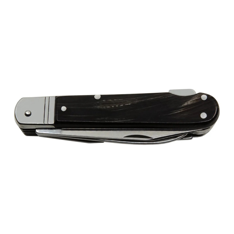 Hunting folding knife FIXIR 6-piece with saw, pick, corkscrew, and bottle and can opener – buffalo horn handle scale 232-XR-6V