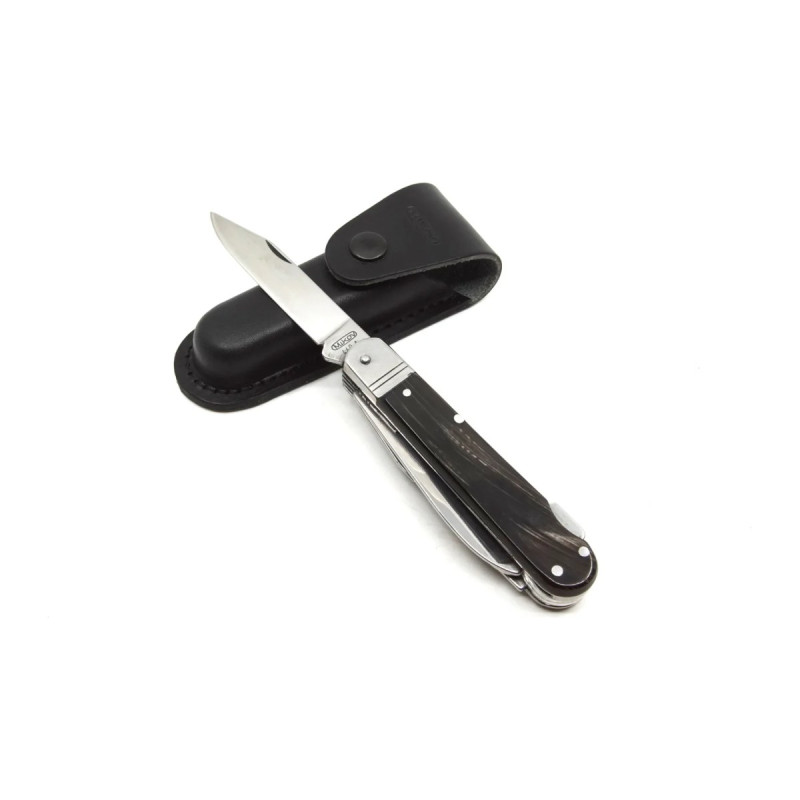 Hunting folding knife FIXIR 6-piece with saw, pick, corkscrew, and bottle and can opener – buffalo horn handle scale 232-XR-6V